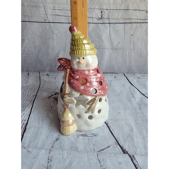 Yankee Candle Snowman Tea Light Candle Holder Christmas Winter Decor - Picture 7 of 7